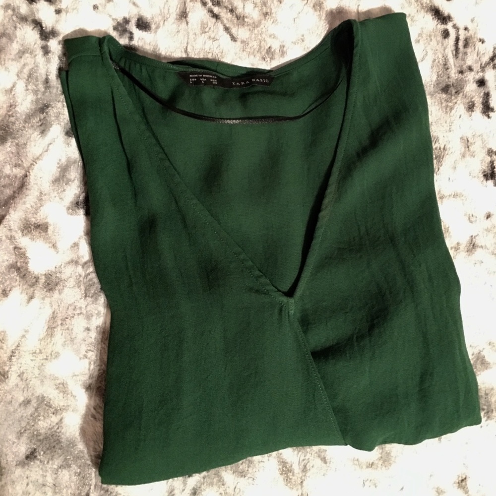 ZARA Basic Dark green top